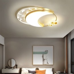 Plafoniera LED moderna a forma di luna da montaggio a filo 36 W 50 x 6 cm