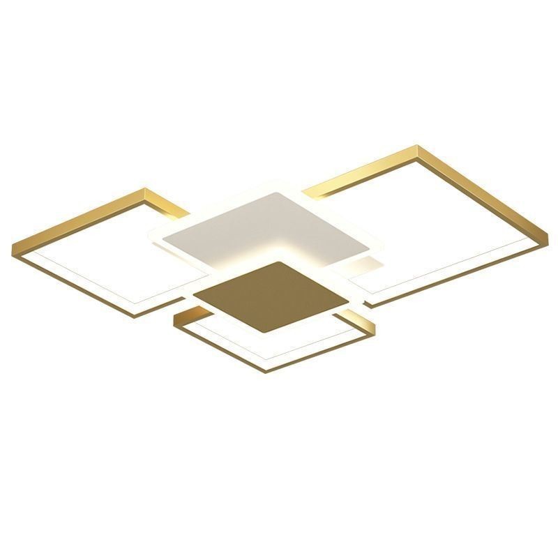 Plafoniera LED moderna dorata geometrica a 2 strati a montaggio a filo