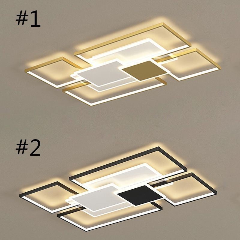 Plafoniera LED moderna dorata geometrica a 2 strati a montaggio a filo