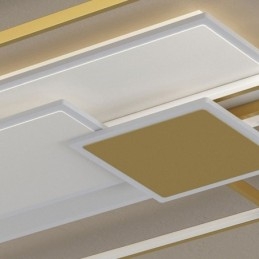 Plafoniera LED moderna dorata geometrica a 2 strati a montaggio a filo