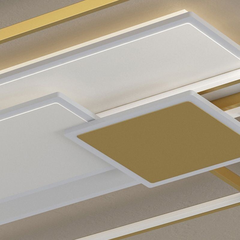 Plafoniera LED moderna dorata geometrica a 2 strati a montaggio a filo