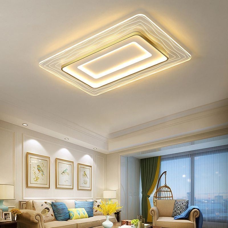 Plafoniera LED ultrasottile rettangolare in acrilico da montaggio a filo 90×60×8 cm