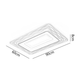Plafoniera LED ultrasottile rettangolare in acrilico da montaggio a filo 90×60×8 cm