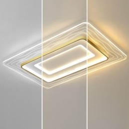 Plafoniera LED ultrasottile rettangolare in acrilico da montaggio a filo 90×60×8 cm