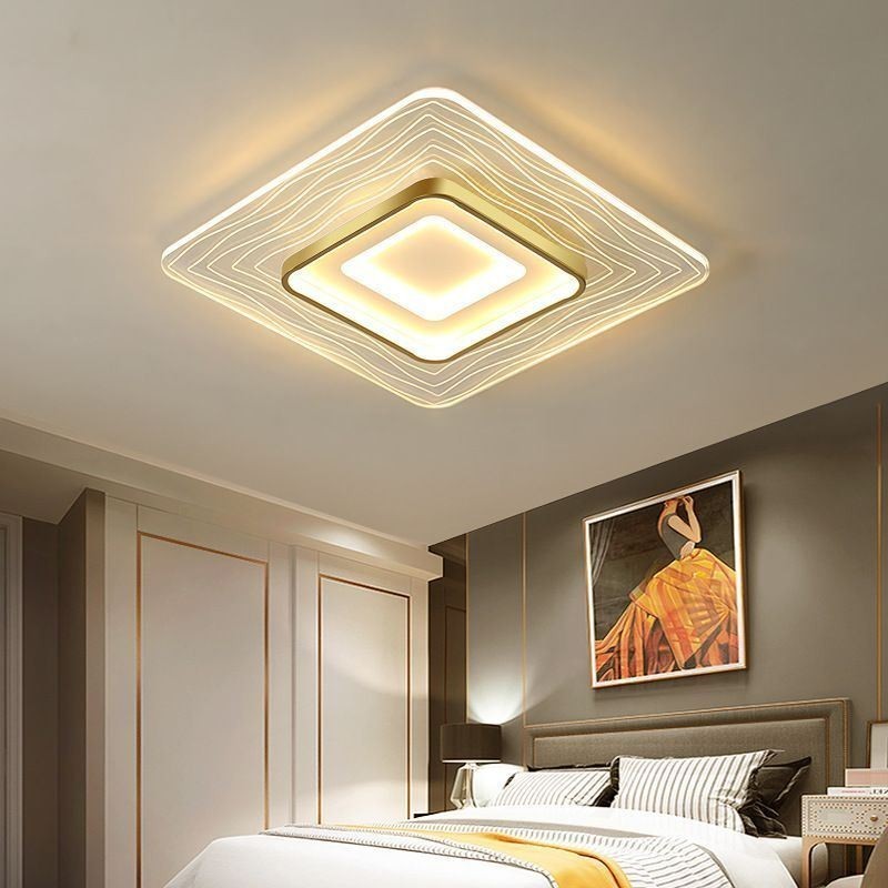 Plafoniera a filo ultrasottile in acrilico minimalista 55 x 55 x 6 cm 36 W 2 luci