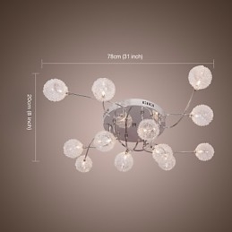 Lampada da soffitto a filo G4 12 luci in ferro con paralumi in alluminio