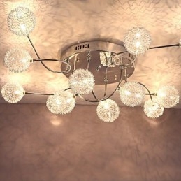 Lampada da soffitto a filo G4 12 luci in ferro con paralumi in alluminio