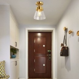 Plafoniera a filo in vetro e ottone 1 luce