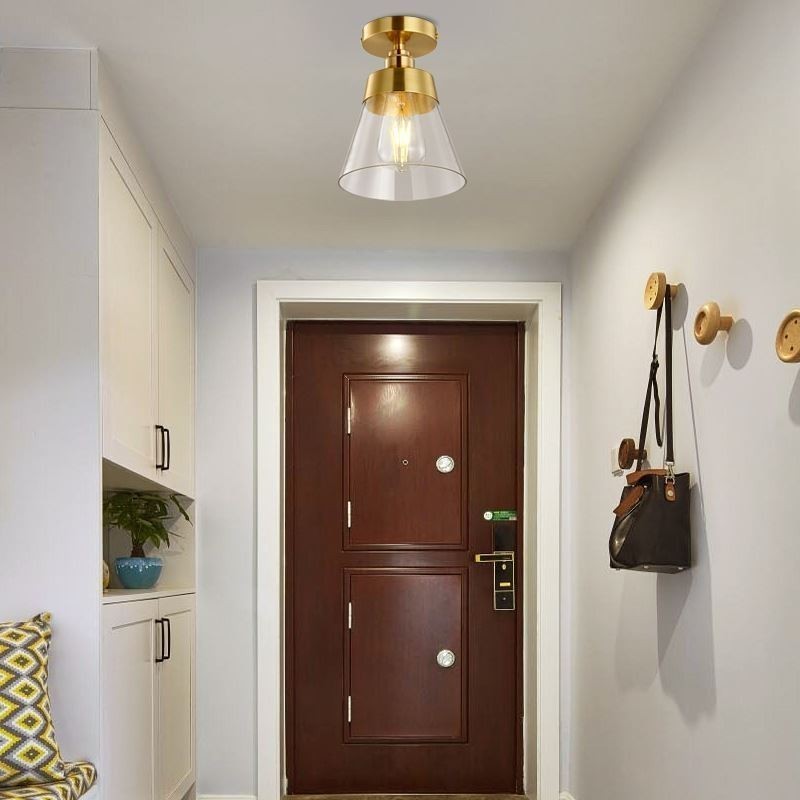 Plafoniera a filo in vetro e ottone 1 luce