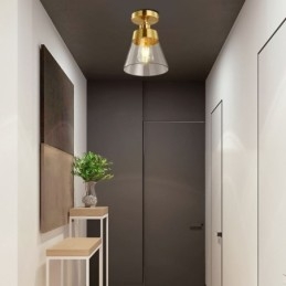 Plafoniera a filo in vetro e ottone 1 luce