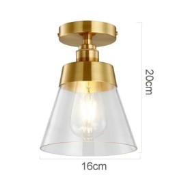 Plafoniera a filo in vetro e ottone 1 luce