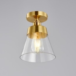 Plafoniera a filo in vetro e ottone 1 luce