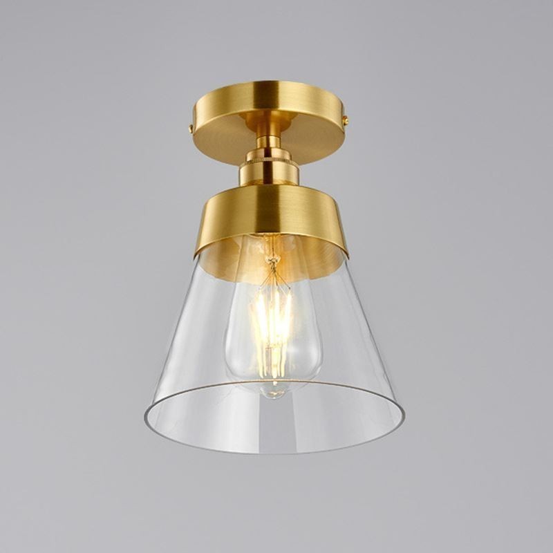 Plafoniera a filo in vetro e ottone 1 luce