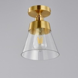 Plafoniera a filo in vetro e ottone 1 luce