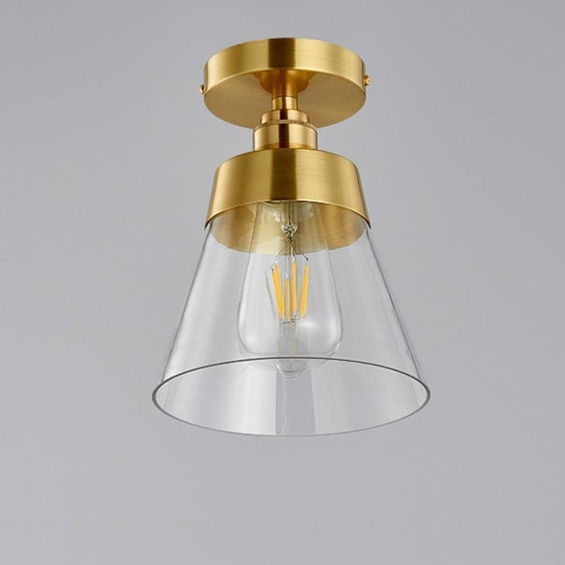 Plafoniera a filo in vetro e ottone 1 luce