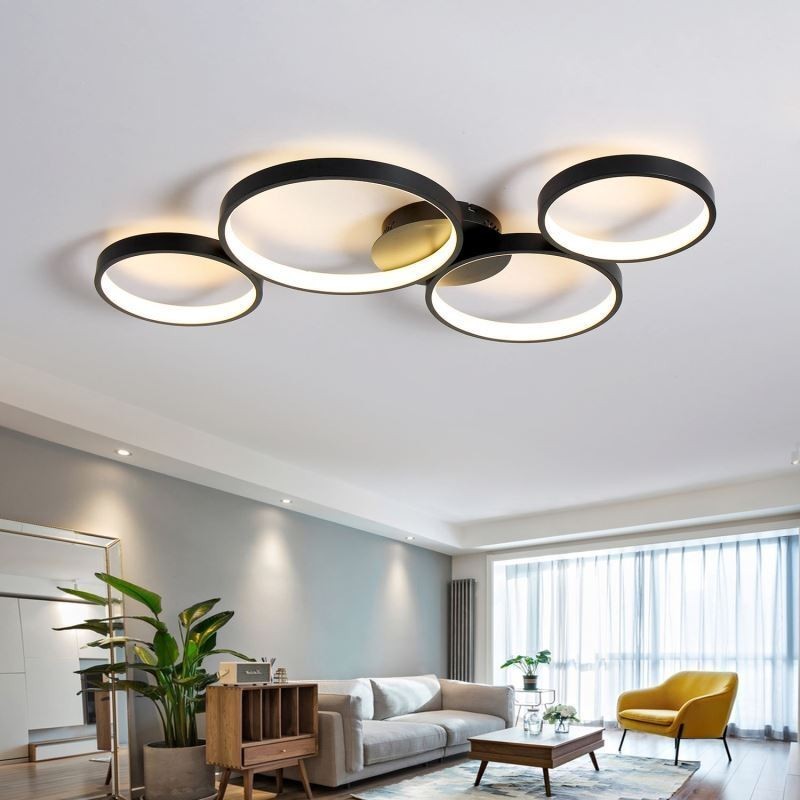 Plafoniera LED da soffitto 7200 lm 4 anelli 90 W dimmerabile 3000-6000 K