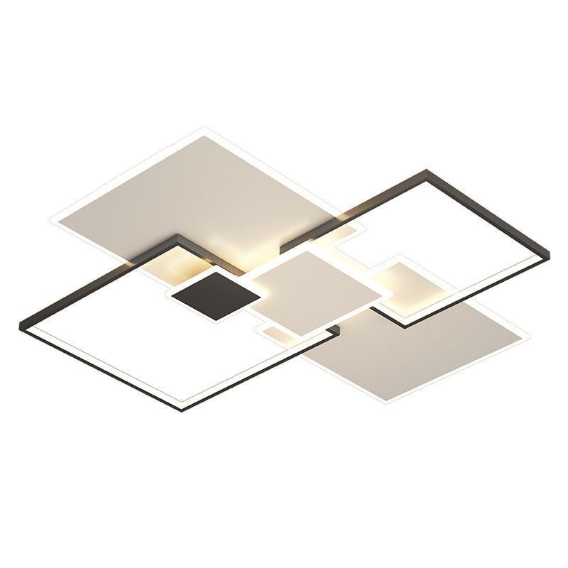 Plafoniera quadrata LED da soffitto a filo 4/6 luci 52W/132W 50x50x7 cm/105x100x7 cm