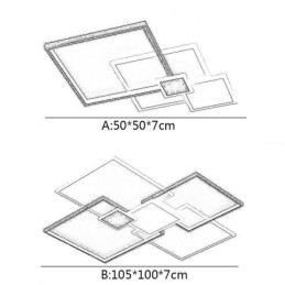 Plafoniera quadrata LED da soffitto a filo 4/6 luci 52W/132W 50x50x7 cm/105x100x7 cm