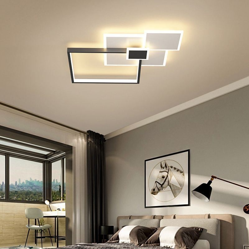 Plafoniera quadrata LED da soffitto a filo 4/6 luci 52W/132W 50x50x7 cm/105x100x7 cm