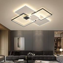 Plafoniera quadrata LED da soffitto a filo 4/6 luci 52W/132W 50x50x7 cm/105x100x7 cm