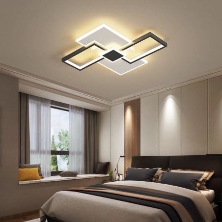 Plafoniera LED quadrata da soffitto a filo, moderna, 5 luci, ferro e acrilico
