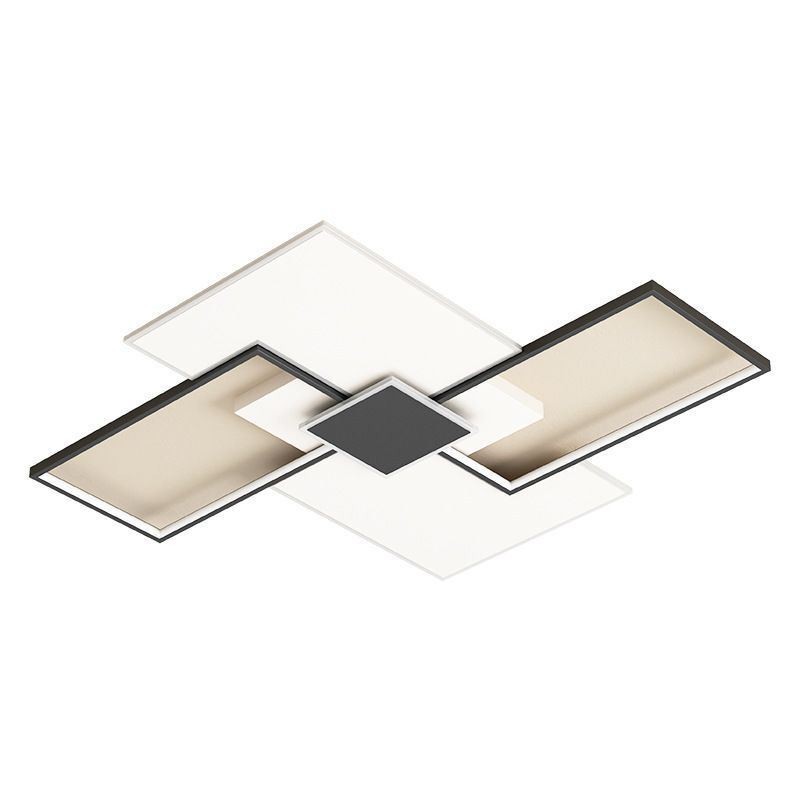 Plafoniera LED quadrata da soffitto a filo, moderna, 5 luci, ferro e acrilico