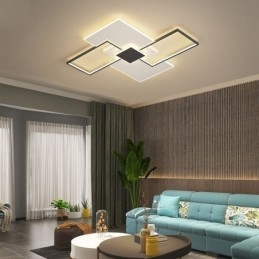 Plafoniera LED quadrata da soffitto a filo, moderna, 5 luci, ferro e acrilico