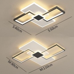 Plafoniera LED quadrata da soffitto a filo, moderna, 5 luci, ferro e acrilico