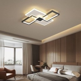 Plafoniera LED quadrata da soffitto a filo, moderna, 5 luci, ferro e acrilico