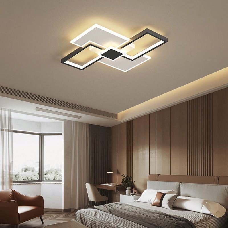 Plafoniera LED quadrata da soffitto a filo, moderna, 5 luci, ferro e acrilico