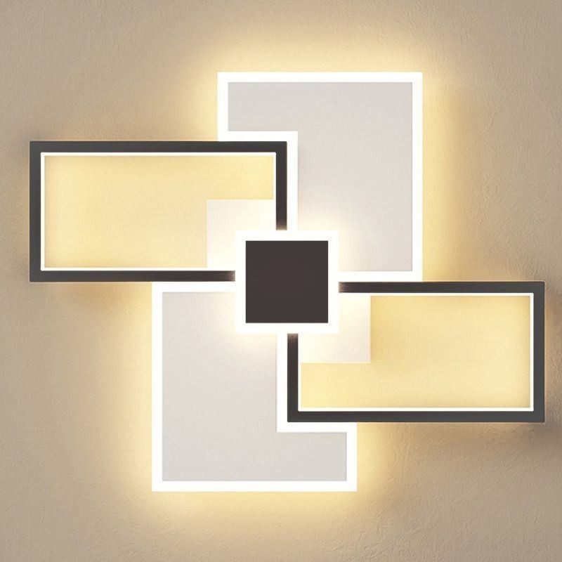 Plafoniera LED quadrata da soffitto a filo, moderna, 5 luci, ferro e acrilico
