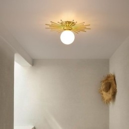 Plafoniera moderna a filo a globo 1 luce 40 x 18 cm con lampadina inclusa
