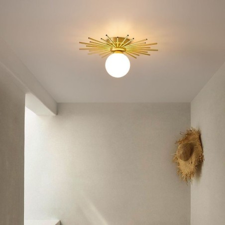 Plafoniera moderna a filo a globo 1 luce 40 x 18 cm con lampadina inclusa