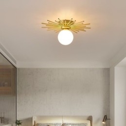 Plafoniera moderna a filo a globo 1 luce 40 x 18 cm con lampadina inclusa