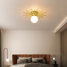 Plafoniera moderna a filo a globo 1 luce 40 x 18 cm con lampadina inclusa