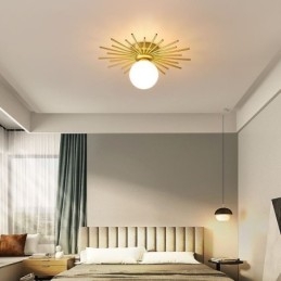 Plafoniera moderna a filo a globo 1 luce 40 x 18 cm con lampadina inclusa