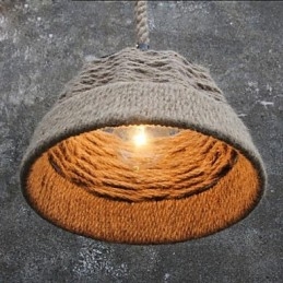 Lampadario a sospensione in corda di canapa fatto a mano retrò stile rustico industriale
