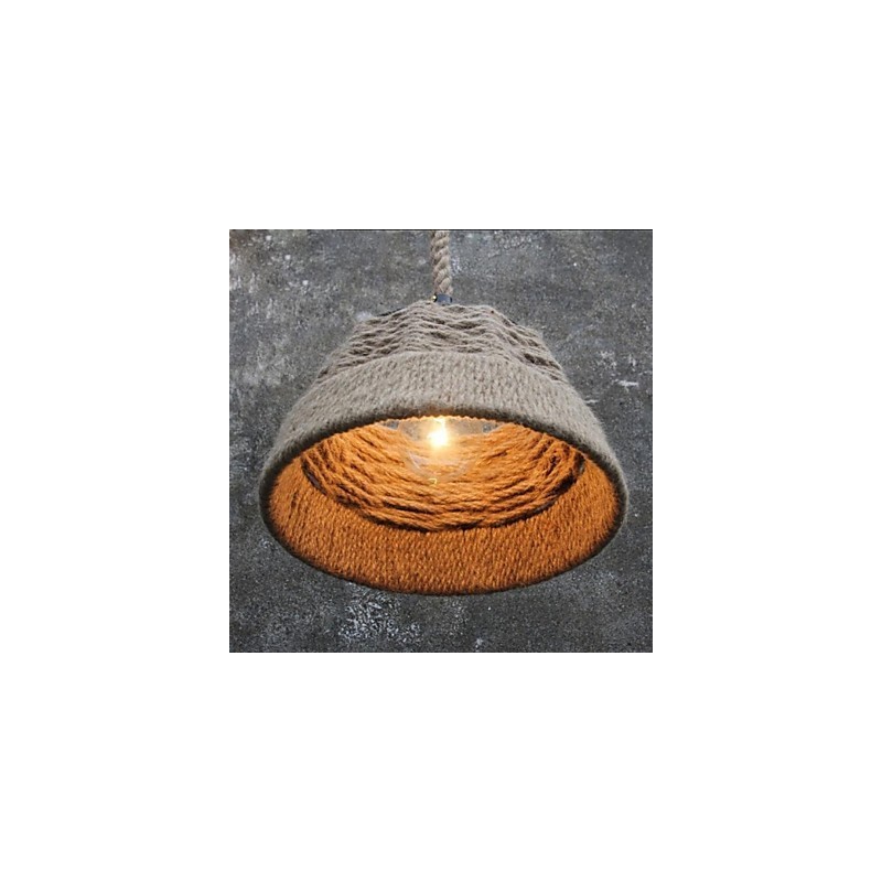 Lampadario a sospensione in corda di canapa fatto a mano retrò stile rustico industriale