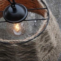 Lampadario a sospensione in corda di canapa fatto a mano retrò stile rustico industriale