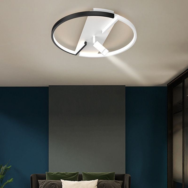 Plafoniera LED a filo in acrilico bianco e nero, 3 luci, 26W/28W