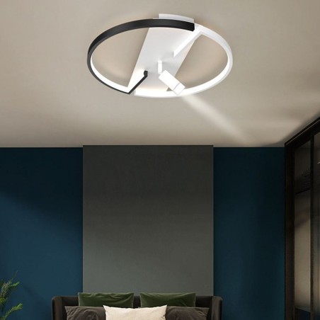 Plafoniera LED a filo in acrilico bianco e nero, 3 luci, 26W/28W
