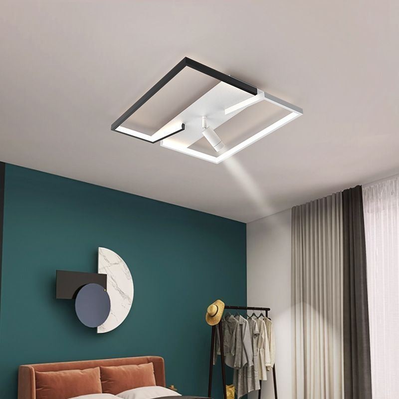 Plafoniera LED a filo in acrilico bianco e nero, 3 luci, 26W/28W