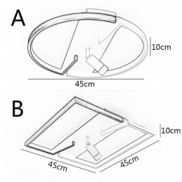 Plafoniera LED a filo in acrilico bianco e nero, 3 luci, 26W/28W