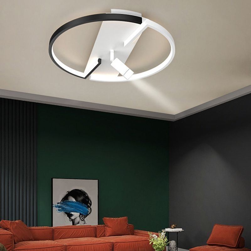 Plafoniera LED a filo in acrilico bianco e nero, 3 luci, 26W/28W