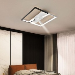 Plafoniera LED a filo in acrilico bianco e nero, 3 luci, 26W/28W