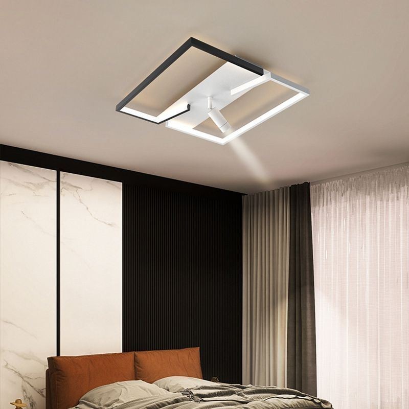 Plafoniera LED a filo in acrilico bianco e nero, 3 luci, 26W/28W