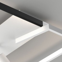 Plafoniera LED a filo in acrilico bianco e nero, 3 luci, 26W/28W