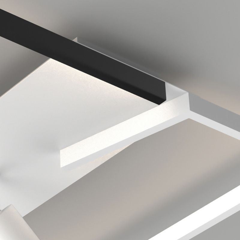 Plafoniera LED a filo in acrilico bianco e nero, 3 luci, 26W/28W