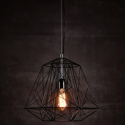 Lampadario a sospensione con paralume a treccia nera