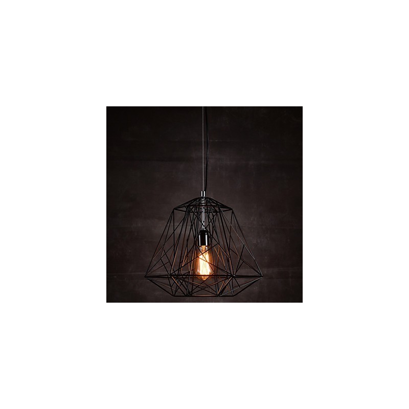 Lampadario a sospensione con paralume a treccia nera